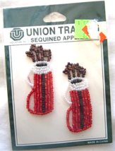 Vintage Red Golf Club Bag Sequin Applique Sew-On Sequined Patch Set  NIP  - $8.99