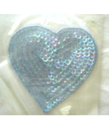 Vintage  Light Blue Large Heart Sequin Applique Sew-On Sequined Patch  NIP  - £3.94 GBP