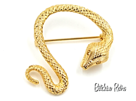Gold Snake Brooch - Awesome Scale Texture and Design, Understated  - £6.39 GBP