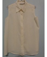 Jaclyn Smith Womens Ivory Sleeveless button down shirt top blouse collar... - $6.75