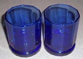 Vintage (2) Cobalt Blue Anchor Hocking Solid Tall Glass Tumblers - £27.49 GBP