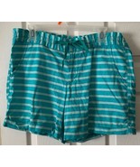 Faded Glory Turquoise Striped Women&#39;s Button &amp; Zip W Drawstring Shorts S... - $277.88 MXN