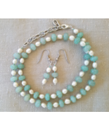 Necklace 18&quot; and Earring Set Jade and Fresh Water Pearl  Womens, Girls, ... - £19.74 GBP