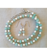 Necklace 18&quot; and Earring Set Jade and Fresh Water Pearl  Womens, Girls, ... - $475.79 MXN