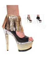 6&quot; or 7&quot; Leather Fringed Open Toe Ankle Bootie Shoes - Sz 5-11 #3315 - £123.43 GBP