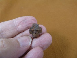 (CR592-102) 9/16&quot; Fairy Stone Christian Cross Oiled Staurolite Crystal Matrix - £11.91 GBP