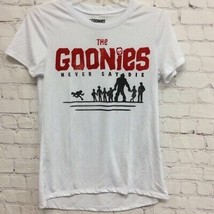 Vintage The Goonies Womens T-Shirt White Red Never Say Die Short Sleeve Scoop S - £12.27 GBP
