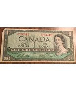 1954 BANK OF CANADA ONE DOLLAR 1$ BANK NOTE - £4.26 GBP