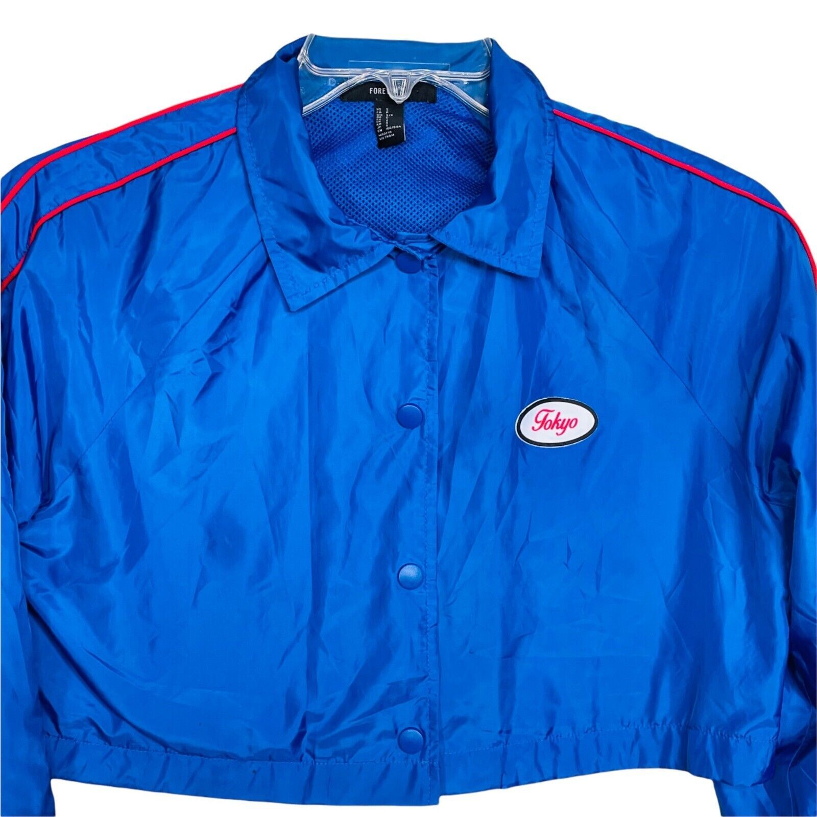 F21 Blue Tokyo Cropped Windbreaker Jacket and 36 similar items