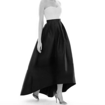 Navy Blue Pleated Taffeta Maxi Skirt Women Plus Size High-low Long Holiday Skirt image 4