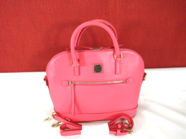 Dooney &amp; Bourke Saffiano Domed Zip Satchel Women&#39;s Leather Bag - Pink - £166.37 GBP