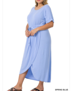 Zenana 1X Soft Stretch Jersey Belted Raglan Short Sleeve Tulip Long Dres... - $18.80