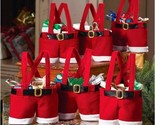 10Pcs Christmas Candy Bag Santa Pants Gift And Treat Bags With Handle Po... - £42.48 GBP