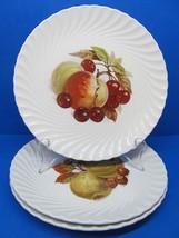 Burleigh Ironstone Set Of 3 Fruit Design 8&quot; Swirl Plates Staffordshire England - $29.00