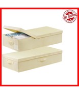 Collapsible Fabric Underbed Storage Bins - Set of 2 with Lids for Tidy S... - $890.67 MXN