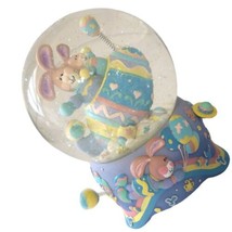 Musical Easter Parade Snow Globe Music Box Bunny VIDEO Pastel Balloons Eggs 90s - £23.70 GBP