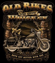 VINTAGE OLD BIKES WHISKEY MOTORCYCLE BIKER BLACK TEE SHIRT SIZE L adult ... - £5.27 GBP