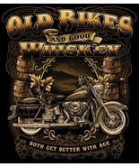 VINTAGE OLD BIKES WHISKEY MOTORCYCLE BIKER BLACK TEE SHIRT SIZE L adult ... - £5.16 GBP