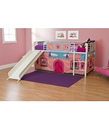 Loft Beds For Girls Pink Tent Princess White Slide Children Gift Low Twin Junior - $405.12