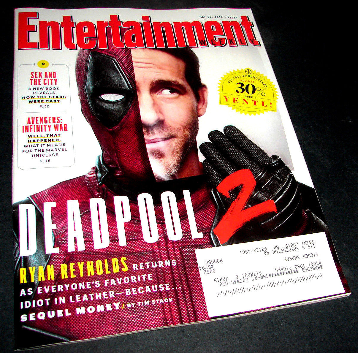 Primary image for ENTERTAINMENT WEEKLY 1514 May 11 2018 DEADPOOL Ryan Reynolds Avengers Infinity W