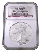 2006 S $1 Plateado American Eagle Graduado Por NGC Como Joya sin Circular Llaves - $79.83