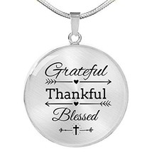 Express Your Love Gifts Grateful Thankful Blessed Circle Necklace Engraved 18k G - £55.22 GBP