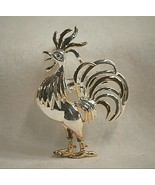 MJ Jewelry Silver &amp; Gold Tone Rooster Barnyard Country Farm Pin Brooch P... - £15.47 GBP