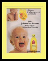1986 Johnson &amp; Johnson Baby Shampoo Framed 11x14 ORIGINAL Vintage Advertisement - £27.24 GBP