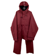 LL Bean Maine Guide Rain Suit Men&#39;s Large Burgundy Coat w/ Hood Pants Waterproof - £52.30 GBP