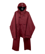 LL Bean Maine Guide Rain Suit Men&#39;s Large Burgundy Coat w/ Hood Pants Wa... - £52.14 GBP