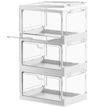 Stackable Clear Storage Bins With Lids,70 Qt Plastic Collapsible Organizer Conta - £56.37 GBP