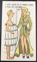 c1940s-50s State Hill Beer Garden PA Risque Poker &amp; Taxes Comic Ad Trade Card - £24.74 GBP