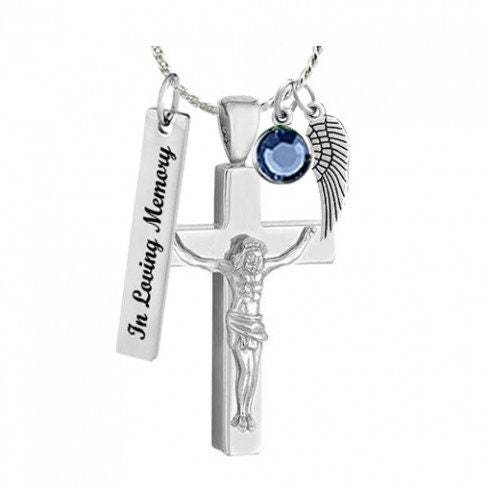 Crucifix Cremation Ash Pendant Urn - Love Charms™ Option - $29.95