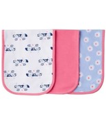 Gerber Terry Lined Burp Cloths, Baby Girl, Dogs, Flowers, Solid, Qty 3 - $11.95
