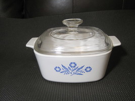 1 1/2 Qt. Vintage  Cornflower Casserole A-1 1/2-B,  7&quot; x 7&quot;with Pyrex Li... - £28.77 GBP