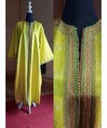 60s Amazing Embroidered Moroccan Metallic Brocade Green Kaftan Dress, 10... - £785.33 GBP