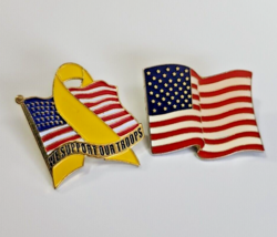 8 Pairs of Lapel Pins  (8) We Support Our Troops Plus (8) USA Flags - $12.08