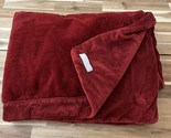 RESTORATION HARDWARE RH Red Fleece Reversible Short Faux Fur Throw Blank... - $64.59