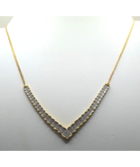 Signed 925 SUN Pave Diamond V-Shaped Necklace 16.5&quot; Long - £116.81 GBP