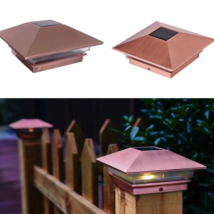 Solar Copper Plated DECK POST CAP LIGHT 4&quot;x4&quot; Garden Patio Outdoor Light... - $14.49