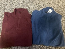 Via Europa 1/4 Zip Shirt Lot of 2 - Men&#39;s XL - Blue Red - Pullover Long ... - $29.65