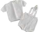Vintage Ivory Acrylic Baby Sweater and Short Overalls sz M - £15.87 GBP