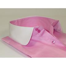 Men 100% Cotton Shirt CIERO MONTERO Turkey #STN 05 Pink/White Collar Slim Fit image 3