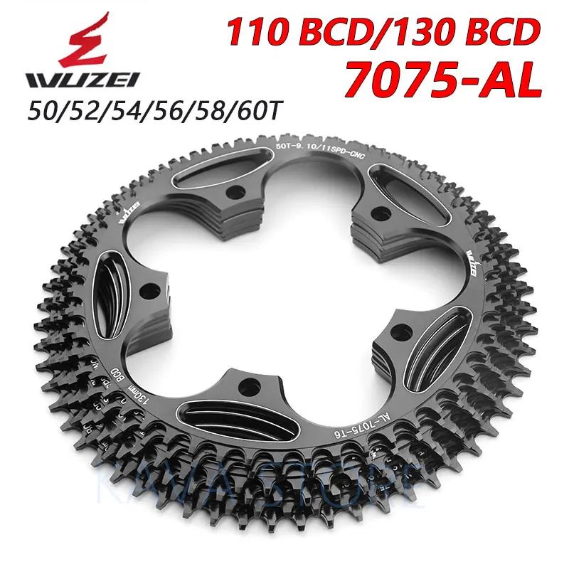 Wuzei road bike chainwheel folding 110 130 bcd round narrow wide sprockets 50 52 54 56 thumb200