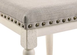 Tasnim Counter Height Stool 2Pc, Tan Fabric &amp; Antique White Finish - $196.00