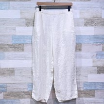 FLAX Jeanne Engelhart Linen Crop Tapered Pants Off White Vintage Womens Medium - £70.10 GBP