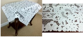 33&quot; Square Polyester Cutwork Embroidery Tablecloth Coffee Side End Table... - $50.99