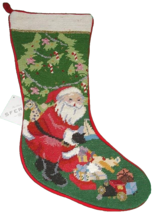 Sferra Santa Wool Needlepoint Christmas Stocking Handmade New - £108.94 GBP