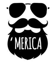 USA Merica Beard Man Sunglasses  America Sticker for car cup laptop - £7.20 GBP