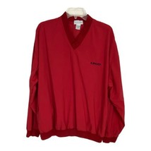 IZOD Mens Jacket Size Medium Red Long Sleeve Wind Shirt V Neck Pockets Z... - £19.08 GBP